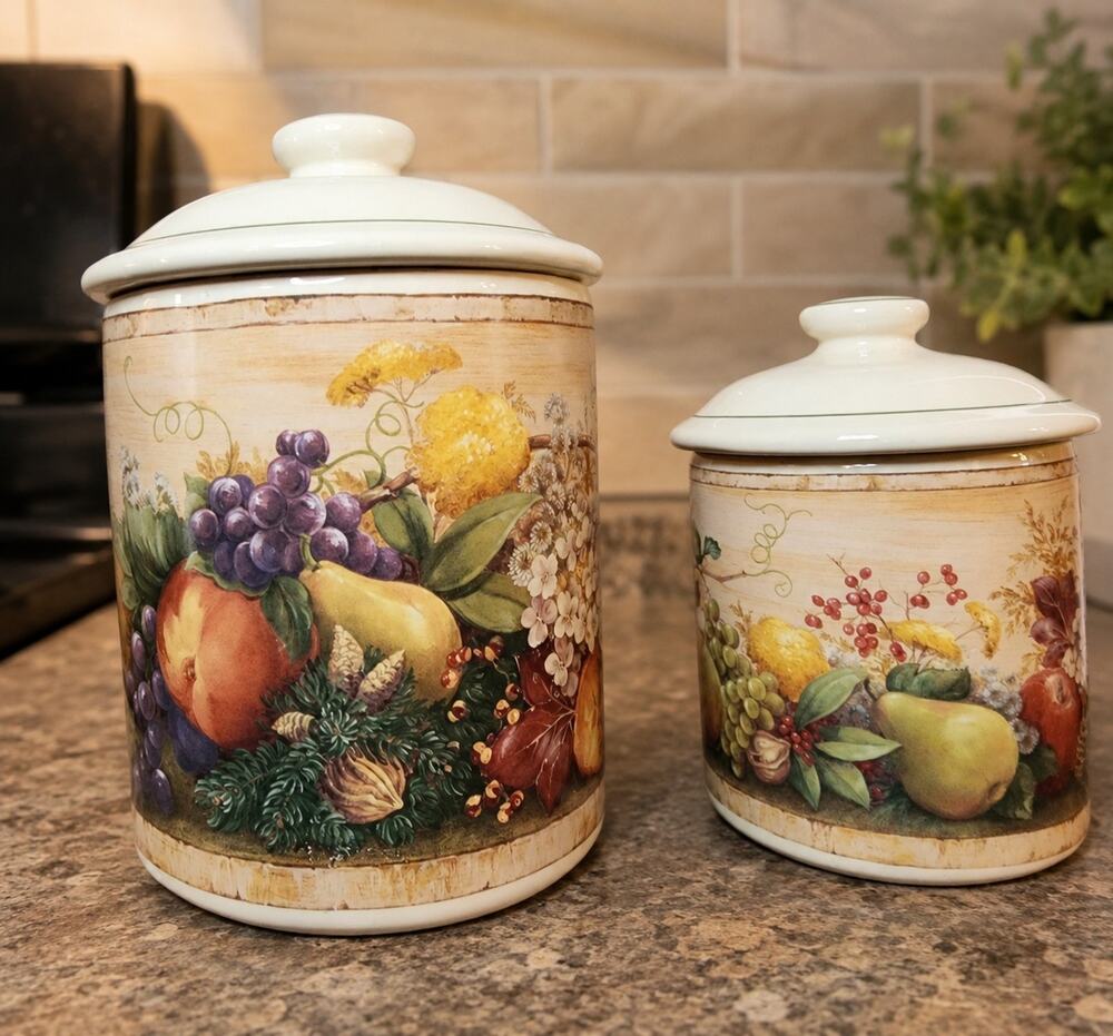 Canister Set Coffee Certified International Pamela Gedding Fruit Canister Set